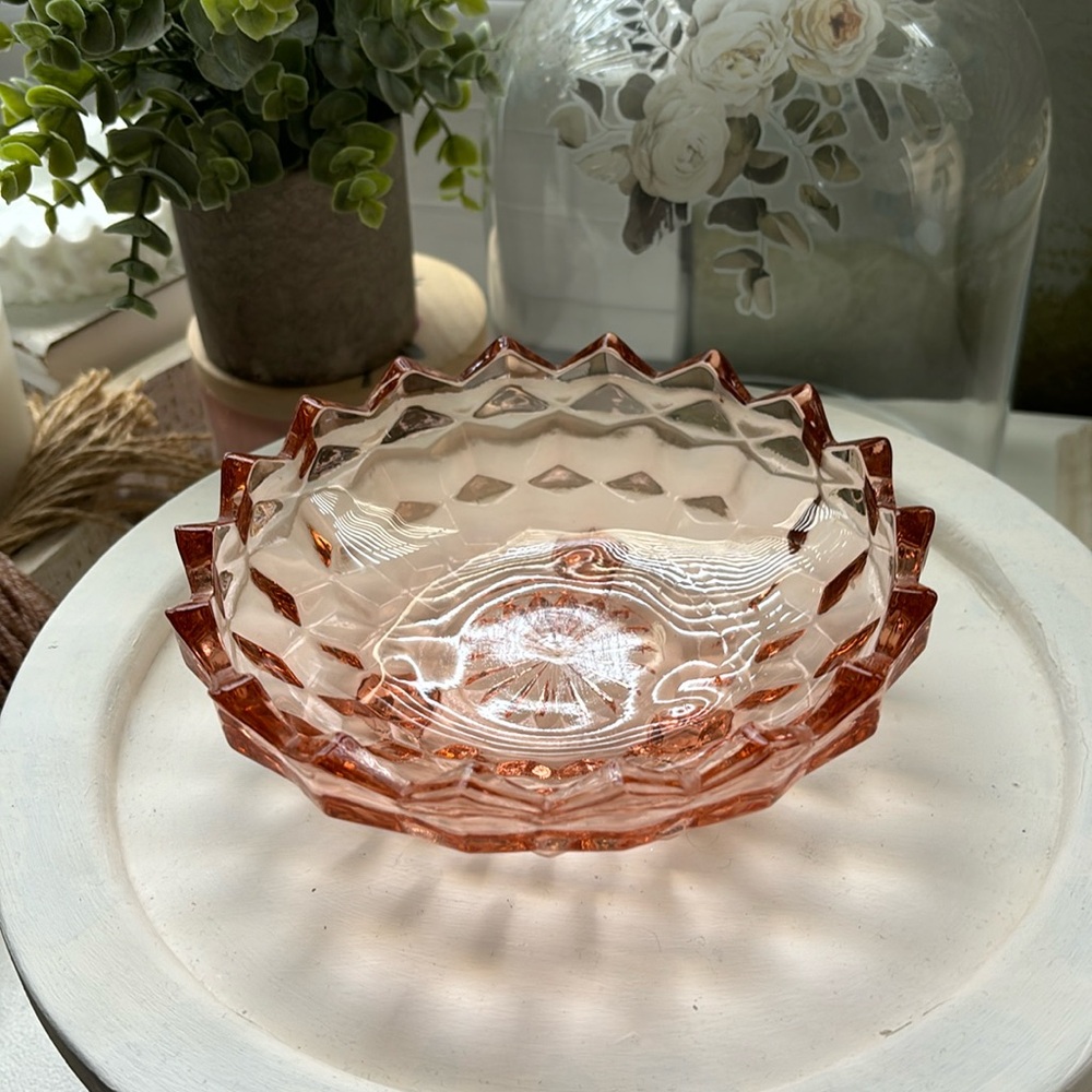 Vintage pink cubist trinket dish